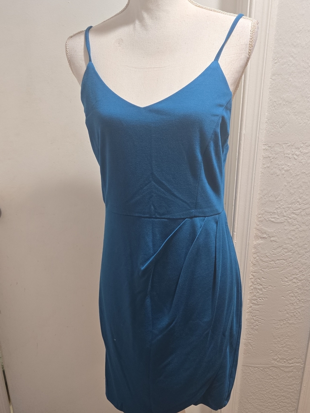 Sleek Blue Spaghetti-Strap Mini Dress